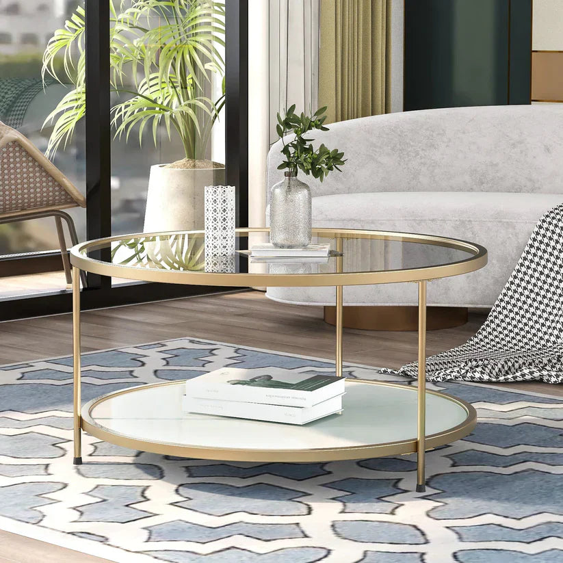 2 Tier Round Glass Coffee Table
