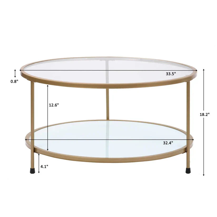 2 Tier Round Glass Coffee Table