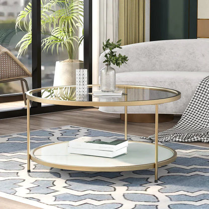 2 Tier Round Glass Coffee Table